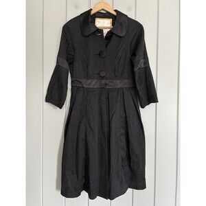 Vtg Baby Phat Black Brocade Coat Jacket S Small Cinched Waist 3/4 Sleeves Y2K